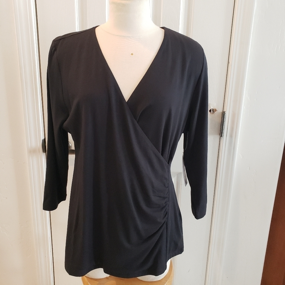 Soft Surroundings Black Wrap Blouse